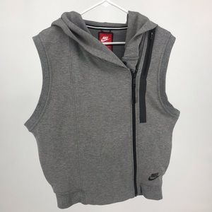 Nike Tech Hooded Fleece Vest Gray Asymmetric Zip